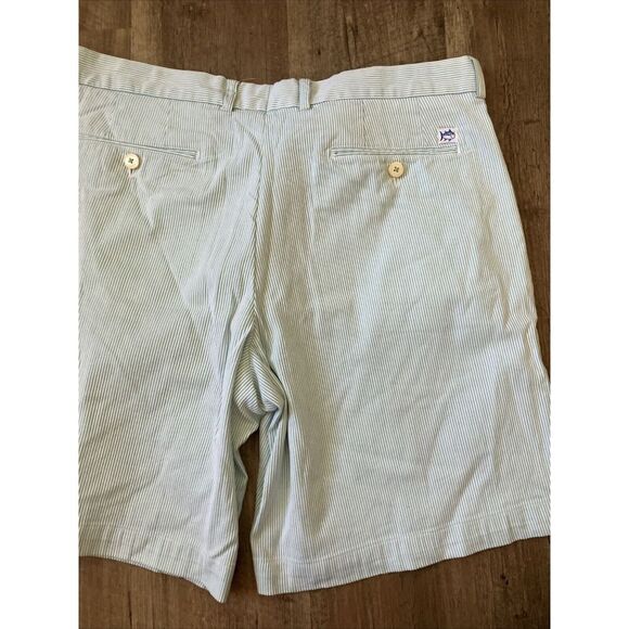 Southern Tide the Skipjack Green Striped Seersucker Bermuda Shorts‎ 38 - Picture 1 of 11